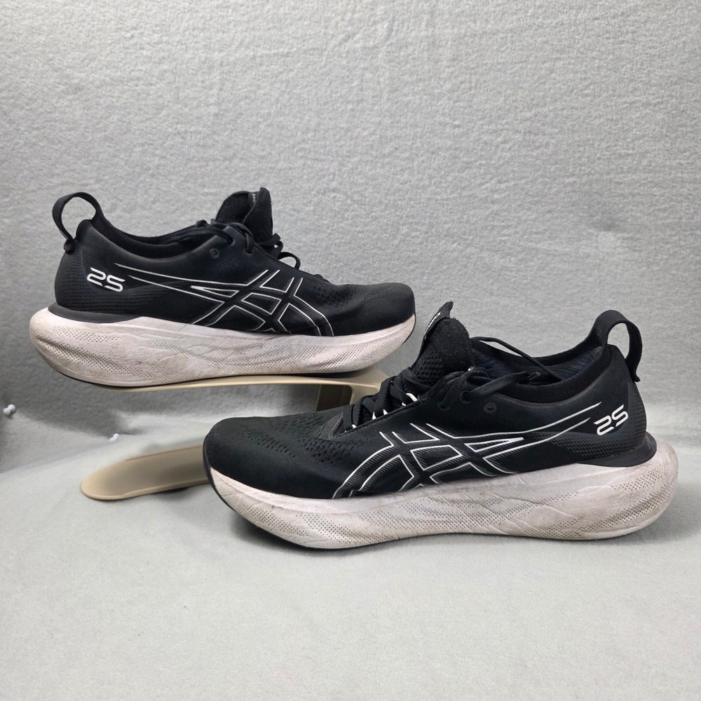 Asics Gel-Nimbus 25 Black White Extra Wide 4E Running Shoes 1011B618 Mens 10.5